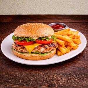 Grilled Chicken Fillet Burger with Chips